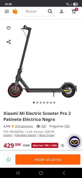 Patinete Eléctrico Xiaomi Pro 2 Negro