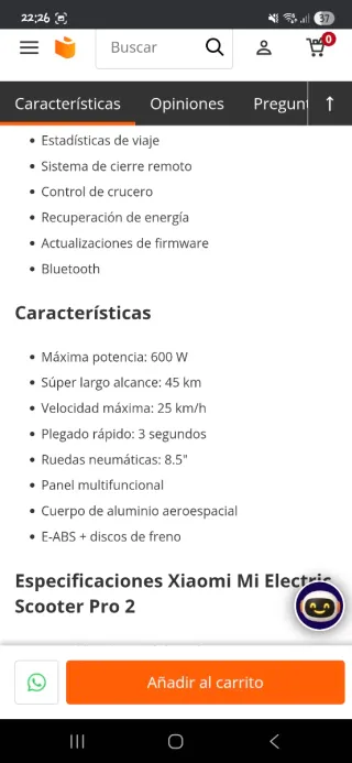 Patinete Eléctrico Xiaomi Pro 2 Negro