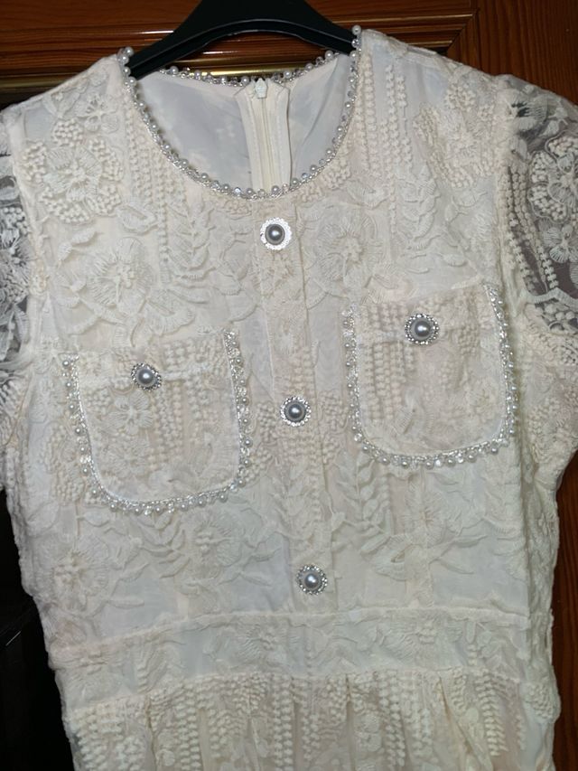 Vestido blanco encaje mujer