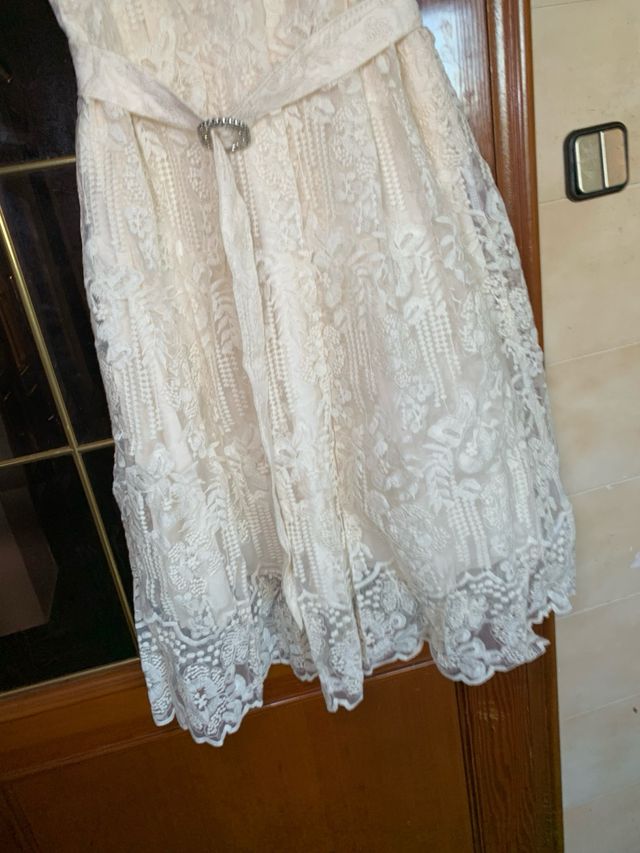 Vestido blanco encaje mujer