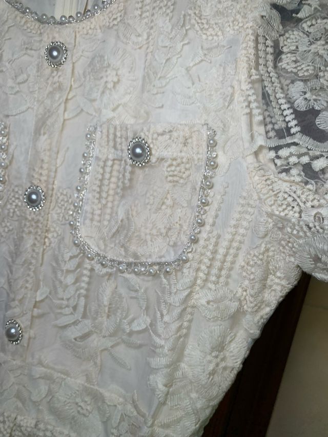 Vestido blanco encaje mujer