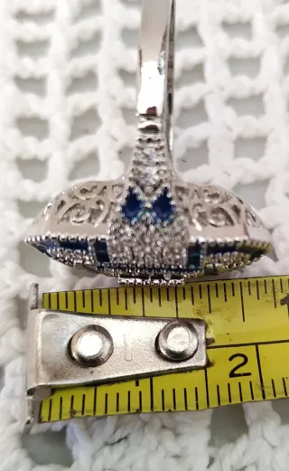 Anillo Plata 925 con Circonitas Azules y blancas .