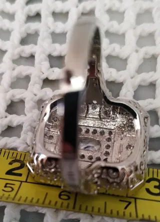 Anillo Plata 925 con Circonitas Azules y blancas .