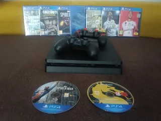 Consola PS4 Slim Negra + 2 Mandos + Juegos