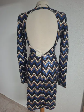 Vestido fiesta lentejuelas zig-zag
