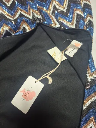 Vestido fiesta lentejuelas zig-zag