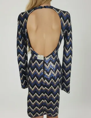 Vestido fiesta lentejuelas zig-zag