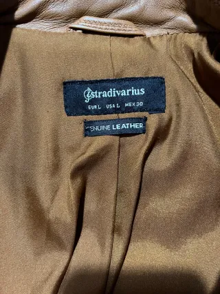 Chaqueta Cuero Camel Talla L Stradivarius