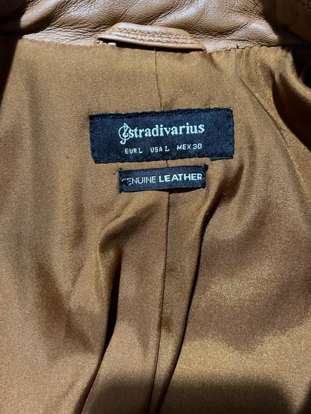 Chaqueta Cuero Camel Talla L Stradivarius