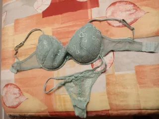 Conjunto lencería encaje verde