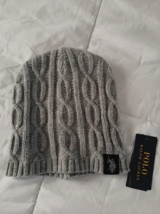 Gorro Polo Ralph Lauren Gris Trenzado nuevo