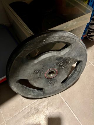 Discos pesas Decathlon 20kg, 10kg, 5kg, 2kg y 1kg