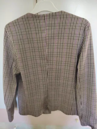 Giacca a quadretti marrone e viola