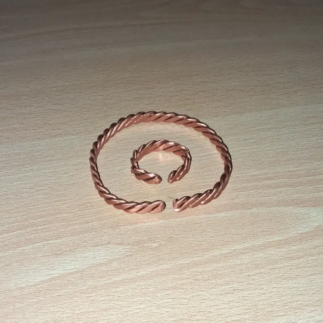 Pulsera y anillo cobre trenzado