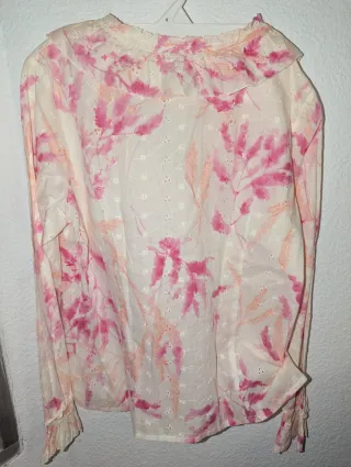 Blusa mujer volantes rosa y blanco