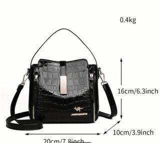 Borsa a mano effetto coccodrillo nera