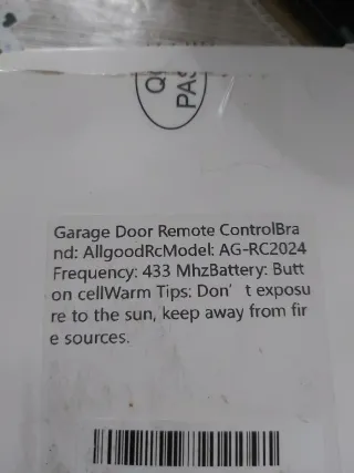 Mando Puerta Garaje Allgood RC-2024 433Mhz 3por15.