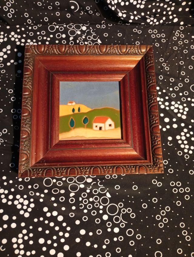 Pareja Cuadros Cerámica y Madera