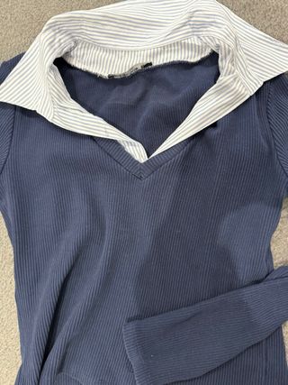 Camiseta Stradivarius cuello camisa T:M