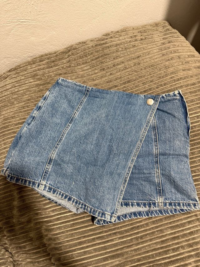 Falda pantalón denim azul