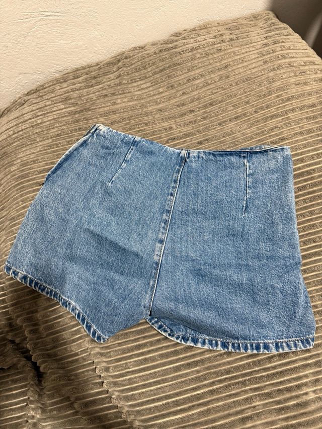 Falda pantalón denim azul