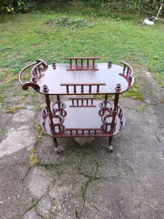 Carretto da bar in legno, tavolo con ruote