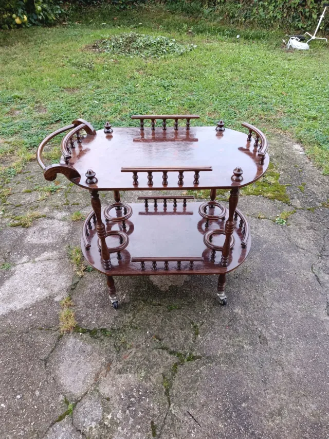 Carretto da bar in legno, tavolo con ruote