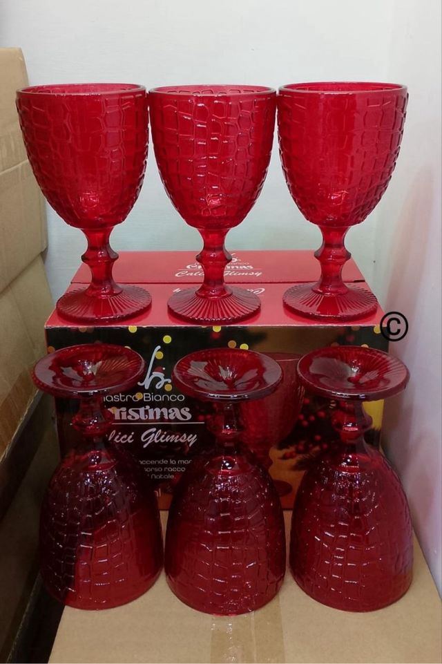 Set 6 Bicchieri Rossi Natalizi
