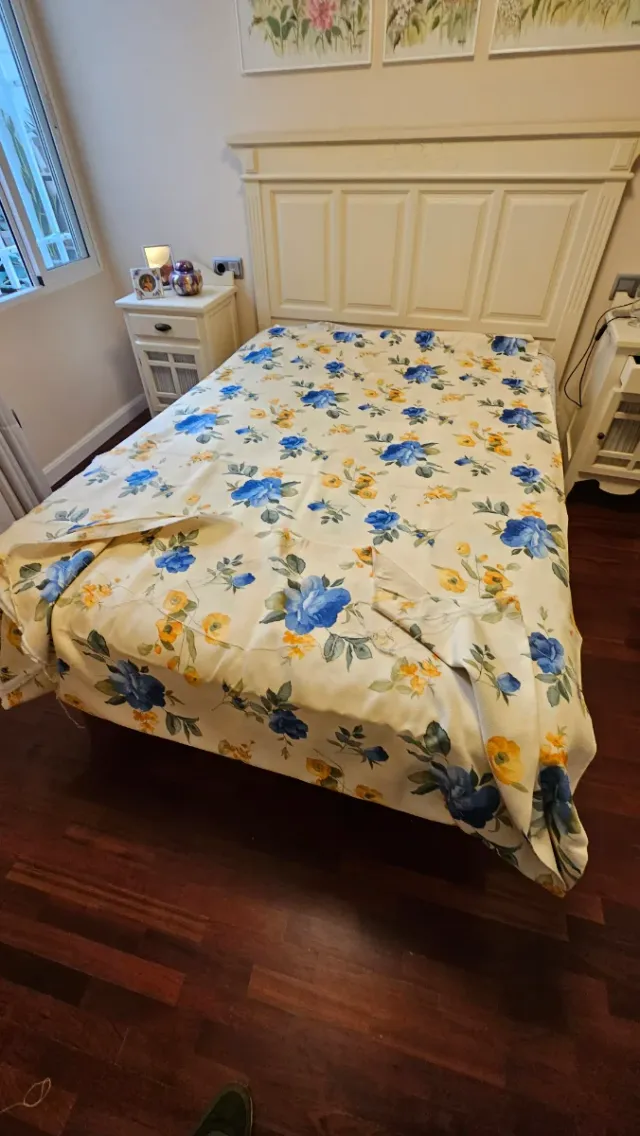 2 Pezzi di Tessuto Floreale Blu e Giallo