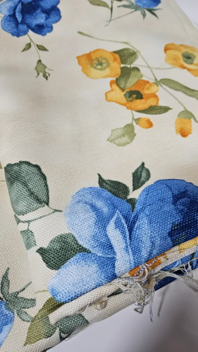 2 Pezzi di Tessuto Floreale Blu e Giallo