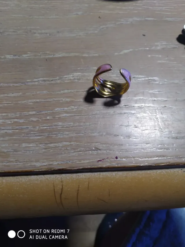 Anillo dorado y rosa ajustable