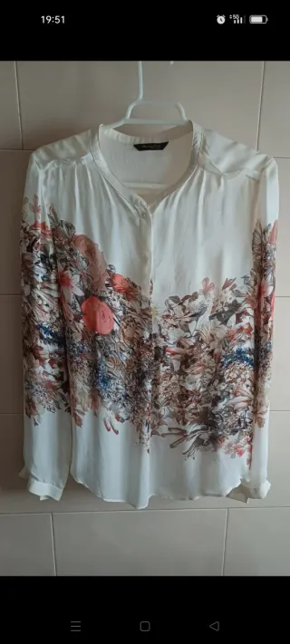 Camisa seda floral Massimo Dutti T.38