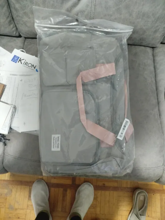 Bolsa de viaje grande gris y rosa