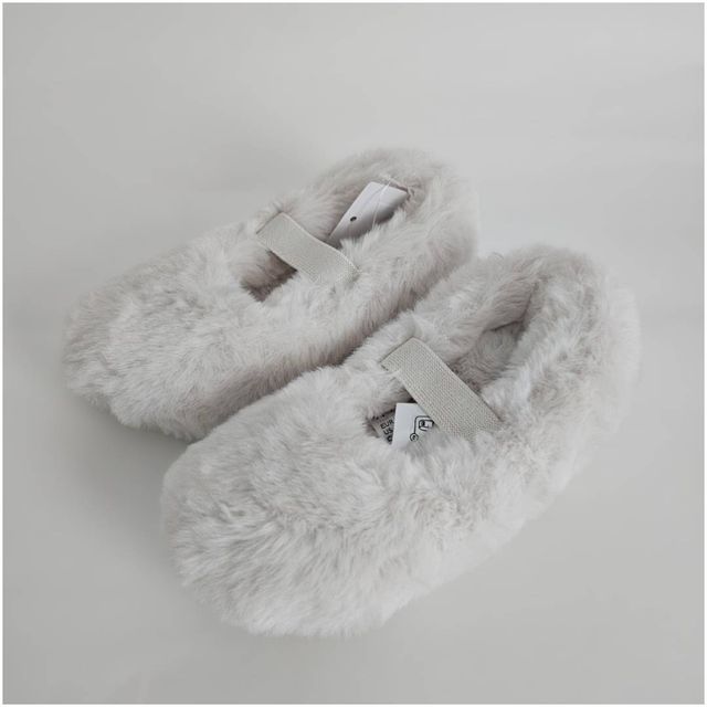 Zapatillas Ballet Niña Peludas Felpa Blancos