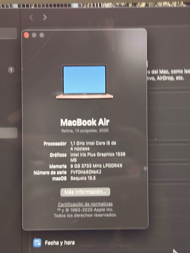 MacBook Air i5 2020 256GB 8GB RAM