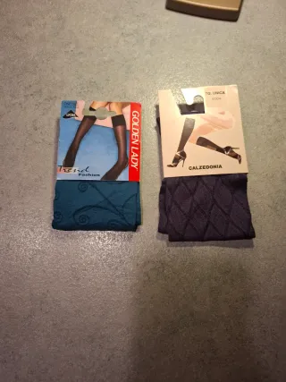 Set 2 gambaletti alti Collant coprente con disegno