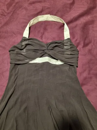 Vestido cóctel Moskada marrón y blanco