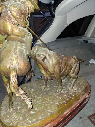 Importante Escultura Bronce Toro y Torero