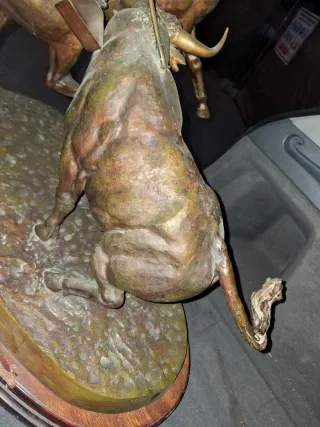 Importante Escultura Bronce Toro y Torero