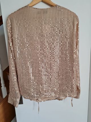Blusa Zara lentejuelas doradas talla L