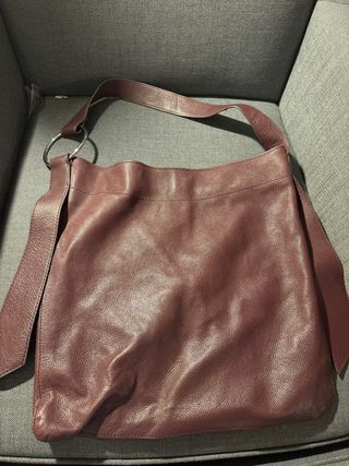 Zara Bolso de piel Burdeos
