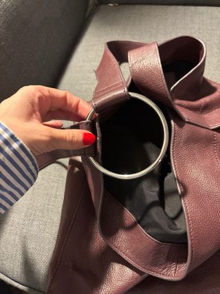 Zara Bolso de piel Burdeos