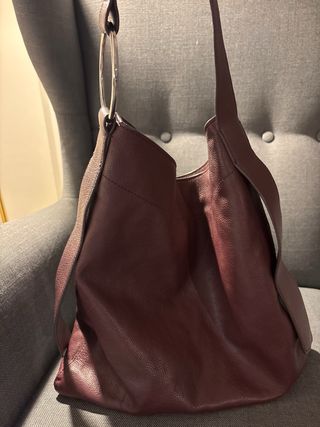Zara Bolso de piel Burdeos