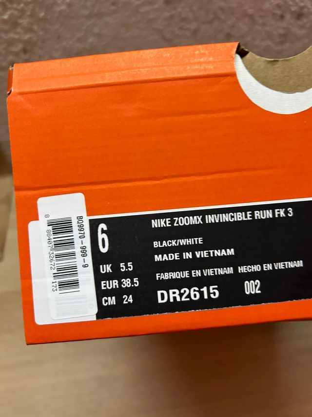 Nike ZoomX Invincible Run FK3 Nero Bianco