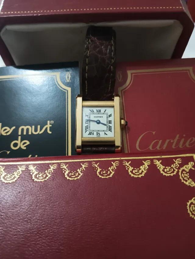 Reloj Cartier Tank Cuero Marrón