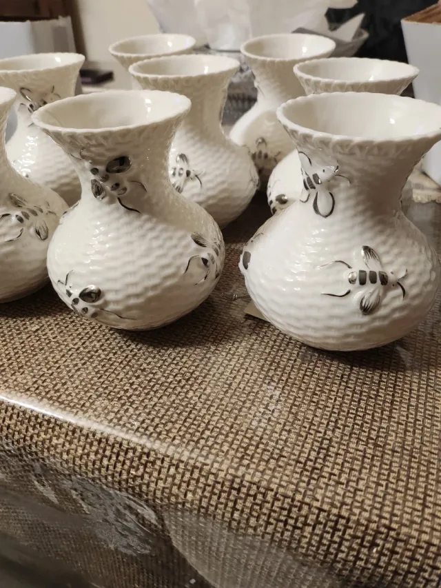 Set 8 Vasi Porcellana Bianchi Decorati