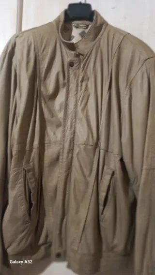 Giubbetto pelle uomo beige taglia 48