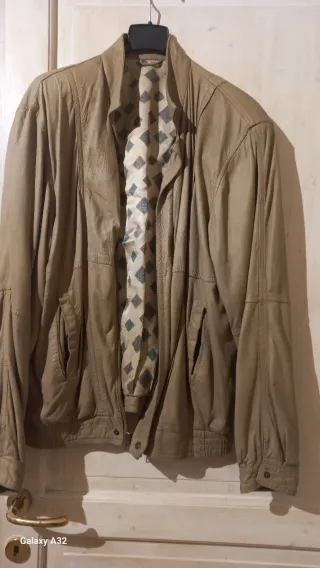 Giubbetto pelle uomo beige taglia 48