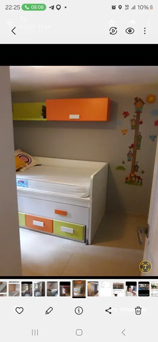 Cama nido con 2 cajones y estantes