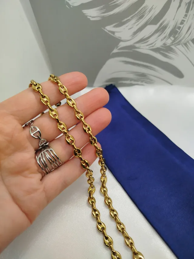 Collar Calabrote Acero Inoxidable Dorado